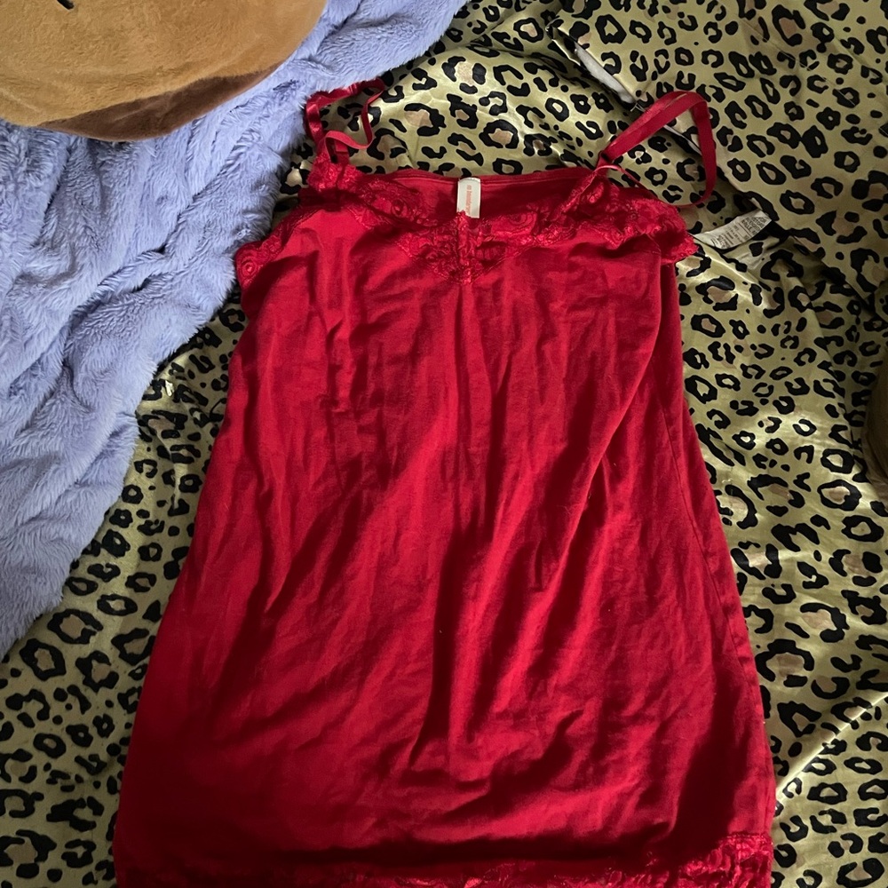 No Boundaries Bright Red Camisole with Lace Trim